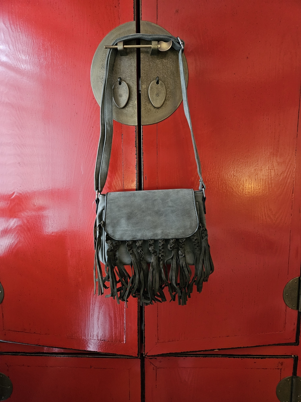 Olive Green Braided Fringe Crossbody Bag  Women's Casual Shoulder Bag